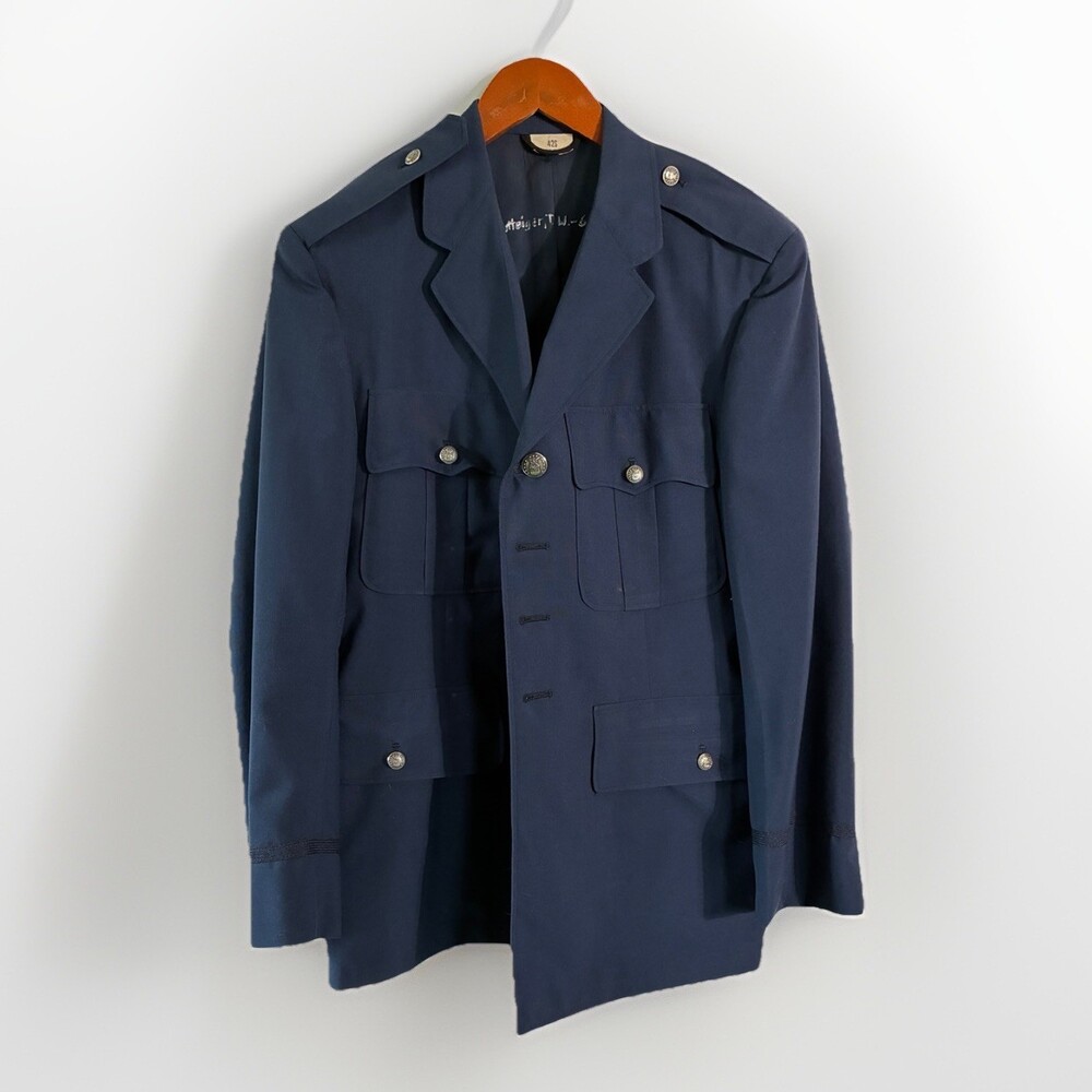Vintage Military Air Force Service Dress Jacket 42S Blue 4 Button Coat